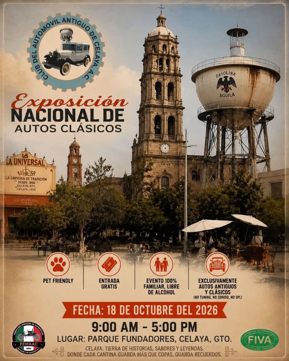 Cartel de la Exposición Nacional de Autos Clásicos en Celaya.